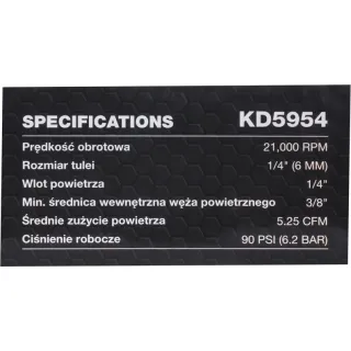 Пневматичен шлайф с ъглова глава KraftDele KD5954/ 90 PSI/6.2 bar Пневматичен шлайф с ъглова глава KraftDele KD5954/ 90 PSI/6.2 bar