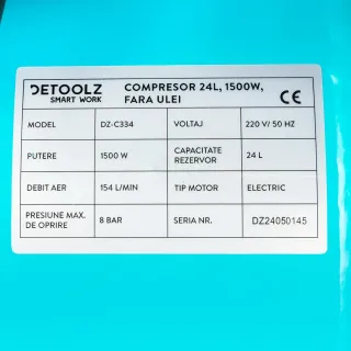 Безмаслен компресор Detoolz DZ-C334/ 1500W/ 24 л