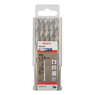Свредло HSS-Co Standard line за метал на Bosch 7.5 mm - 10 броя Свредло HSS-Co Standard line за метал на Bosch 7.5 mm - 10 броя