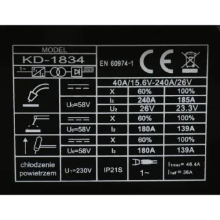 Инверторен заваръчен апарат MIG / MAG KraftDele KD1834/ 240A