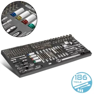Комплект тресчотка битове и ключове STAHLWERK 6824/ 186 бр.