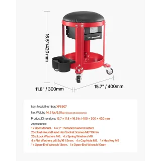 Автомонтьорски стол VEVOR XF8307/ 136 кг