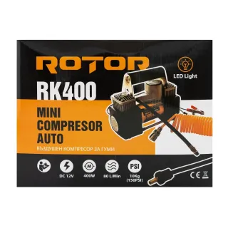Мини компресор с аксесоари ROTOR RK400/ 12V