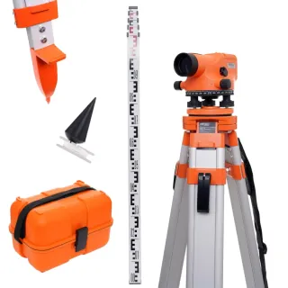 Оптичен нивелир с лата и статив KraftDele KD1095/ 107 м/ 32x Оптичен нивелир с лата и статив KraftDele KD1095/ 107 м/ 32x