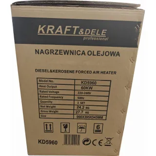 Дизелов калорифер KraftDele KD5960/ с термостат/ 60kW/ 38л/ 1100 м³/ч Дизелов калорифер KraftDele KD5960/ с термостат/ 60kW/ 38л/ 1100 м³/ч