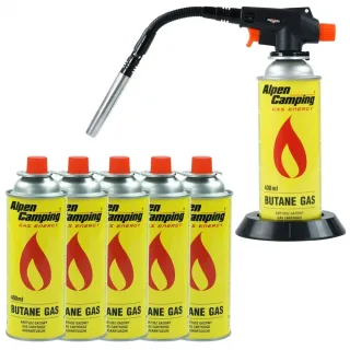 Комплект газова горелка + 6 бр. газ REXXER RB-04-120, 1300 W