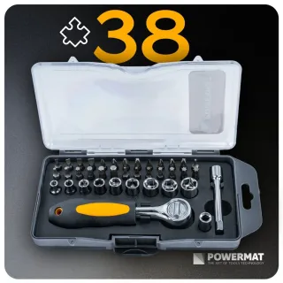 Комплект тресчотка с битове и вложки Powermat PM-ZBN-38ZN/ 38 бр. Комплект тресчотка с битове и вложки Powermat PM-ZBN-38ZN/ 38 бр.