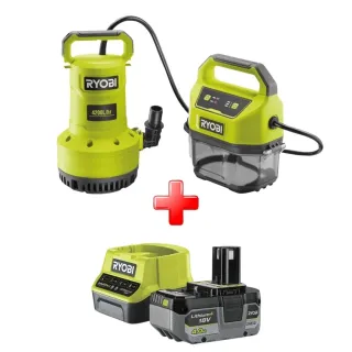 Акумулаторна потопяема помпа RYOBI RY18SPA-0 + батерия и зарядно RC18120-140X/ 18V/ 4Ah