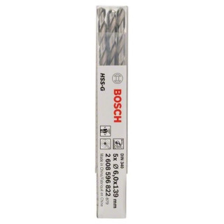Свредло HSS-G DIN 340 за метал на Bosch 6.0 mm комплект 5 броя