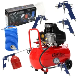 Компресор за въздух + пневматичен комплект KraftDele KD401/ 50л / 3.8к.с./ 2.8kW