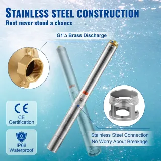 Потопяема помпа за дълбоки кладенци VEVOR 4SDM4/14/ 1100W Потопяема помпа за дълбоки кладенци VEVOR 4SDM4/14/ 1100W