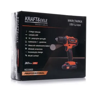 Акумулаторна бормашина KraftDele KD3065/ 18V/ 1.3Ah	