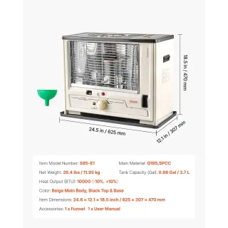 Отоплител на керосин VEVOR S85-E1/ 10000 BTU