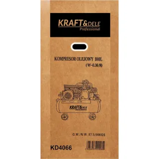 Маслен компресор KraftDele KD4066/ 4.1kW/400V/ 100л Маслен компресор KraftDele KD4066/ 4.1kW/400V/ 100л