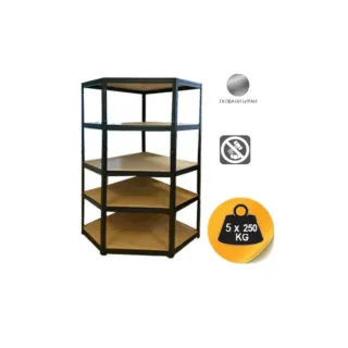 Ъглов метален стелаж с 5 рафта SANDK 84510BK/ 1250кг