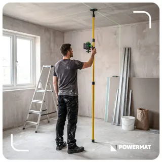 Телескопичен прът със стойка за лазерен нивелир Powermat PM-TPLK-3M/ 3 м