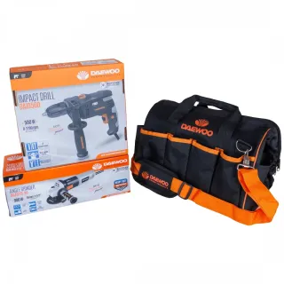 Комплект ъглошлайф с бормашина и чанта DAEWOO COMBO DW1 Комплект ъглошлайф с бормашина и чанта DAEWOO COMBO DW1