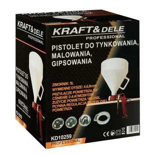 Пневматичен пистолет за мазилка KraftDele KD10259/ 5л Пневматичен пистолет за мазилка KraftDele KD10259/ 5л