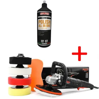 ПРОМО ПАКЕТ! Машина за полиране RED TECHNIC RTPS0088/ 2.4kW + Полир паста MA-FRA Polish Total 2.0 All in One/ 1000 гр