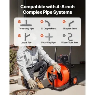 Машина за почистване на канали VEVOR ZDJJKLSGDSTJZGK9AV1/ 30 м