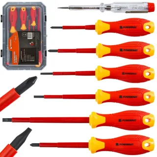 Комплект изолирани отвертки и фазомер Powermat PM-ZW-7ZI/ 7 бр.
