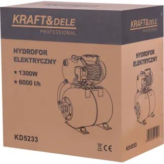 Хидрофорна помпа с резервоар KraftDele KD5233/ 1300W/ 50л Хидрофорна помпа с резервоар KraftDele KD5233/ 1300W/ 50л