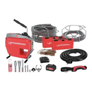 Акумулаторна каналопочистваща машина ROTHENBERGER R600 VarioClean + SPIRAL/TOOL SET/ 18V 8Ah