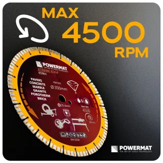 Диамантен диск за бетон, камък, гранит POWERMAT PM-TDCS-3501T/ 350 мм