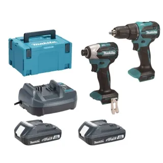Комплект акумулаторни винтоверти Makita DLX2580V01/ 18 V/ 2x2 Ah
