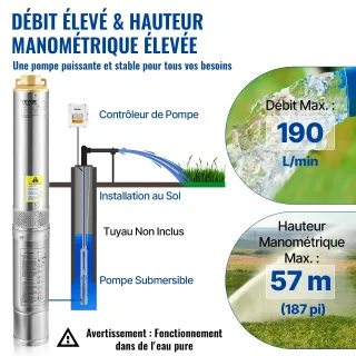 Потопяема помпа за дълбоки кладенци VEVOR 4SDM8/9/ 1100W