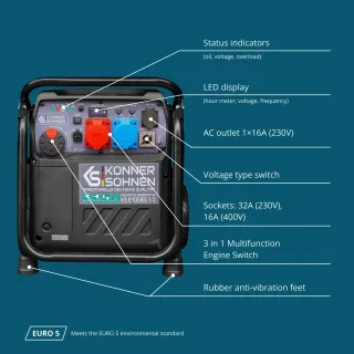 Инверторен генератор газ/бензин KOENNER-SOEHNEN KS 8100iEG 1/3/ 230/400V/ 8.5kW/ 20л