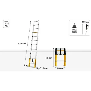 Алуминиева телескопична стълба DRABEST DR-AL TELE MAX 3.2 / 11 стъпала Алуминиева телескопична стълба DRABEST DR-AL TELE MAX 3.2 / 11 стъпала