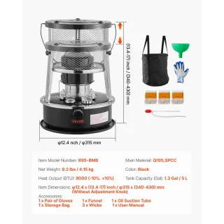 Преносим отоплител/котлон Vevor R95-BMB/ 9000 BTU Преносим отоплител/котлон Vevor R95-BMB/ 9000 BTU
