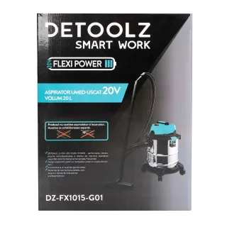 Акумулаторна прахосмукачка за сухо и мокро Detoolz DZ-FX1015-G01/ 20V/ 20л
