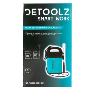 Акумулаторна пръскачка Detoolz DZ-PA1002-S001-G01/ 12V/ 2Ah/ 8 л