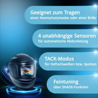 Автоматична заваръчна маска 3 в 1 STAHLWERK BULLET / DIN 13 Автоматична заваръчна маска 3 в 1 STAHLWERK BULLET / DIN 13