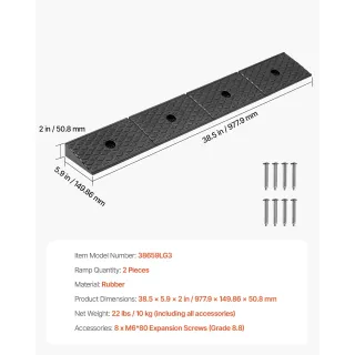 Гумена бордюрна рампа VEVOR 38659LG3 / 2бр./ 15т