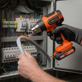 Акумулаторен пистолет за горещ въздух Power Plus POWDP7055/ 20V Акумулаторен пистолет за горещ въздух Power Plus POWDP7055/ 20V