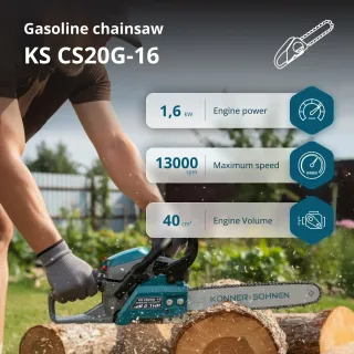 Верижен бензинов трион KOENNER-SOEHNEN KS CS20G-16/ 1.6 hp/ 40 см