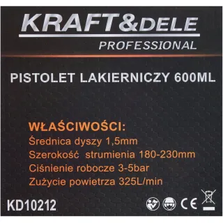 Пневматичeн пистолет за боядисване KraftDele KD10212/ 600 мл Пневматичeн пистолет за боядисване KraftDele KD10212/ 600 мл