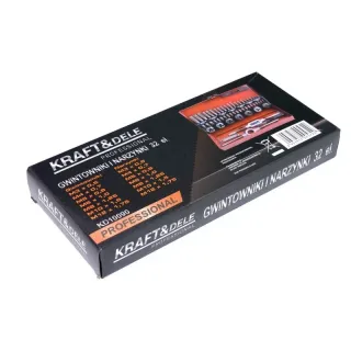 Комплект метчици и плашки KraftDele KD10090/ 32 части