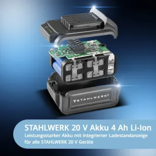 Комплект акумулаторни ъглошлайф и гайковерт STAHLWERK AWS-20 ST+ADS-20 ST/ 20V/4Ah Комплект акумулаторни ъглошлайф и гайковерт STAHLWERK AWS-20 ST+ADS-20 ST/ 20V/4Ah