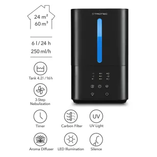 Ултразвуков овлажнител за въздух TROTEC B 4 E/ 24W/ 6 л/24 ч Ултразвуков овлажнител за въздух TROTEC B 4 E/ 24W/ 6 л/24 ч