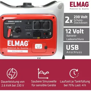 Инверторен генератор ELMAG SEBSS 3000Wi/ 230V/ 3 kVA/ 6л