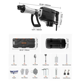 Електрически къртач VEVOR Z1G-ZZB-65/ 2800W