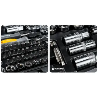 Комплект тресчотки, вложки (гедоре) POWERMAT PM-ZKNB-216SU-PRO/ 216 части 1/2