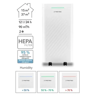 Дизайнерски влагоабсорбатор и пречиствател на въздух TROTEC TTK 27 HEPA/ 245W/ 12 л/24 ч Дизайнерски влагоабсорбатор и пречиствател на въздух TROTEC TTK 27 HEPA/ 245W/ 12 л/24 ч