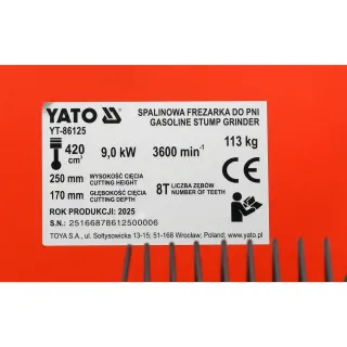 Бензинова фреза за дънери Yato YT-86125/ 12 к.с.