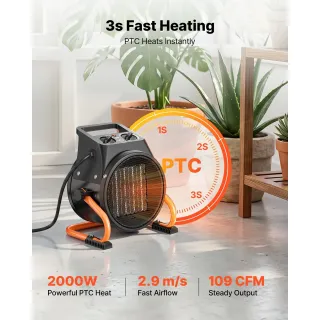 Електрически отоплител VEVOR BGP1606-02/ 2 kW Електрически отоплител VEVOR BGP1606-02/ 2 kW