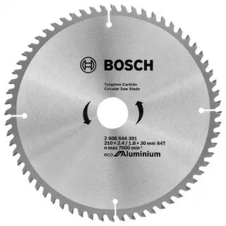 Диск за рязане на алуминий Bosch Eco for Aluminium HM 210x30x2.6 мм 64 z